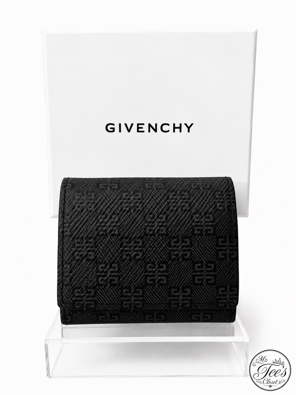 Givenchy Coated Canvas Coin Jewelry Pouch Grey Black like-NEW authentic